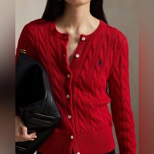 Ralph Lauren Women's Cable-Knit Cotton Crewneck Cardigan. Brand New Size M